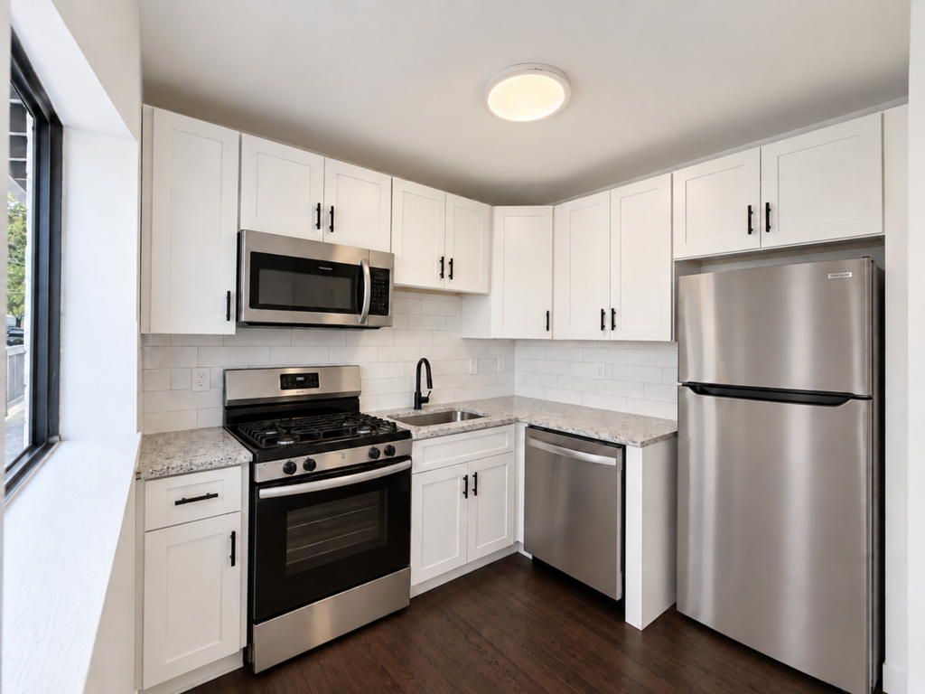 A 3D image of the A floorplan, a 750 squarefoot, 2 bed / 1 bath unit