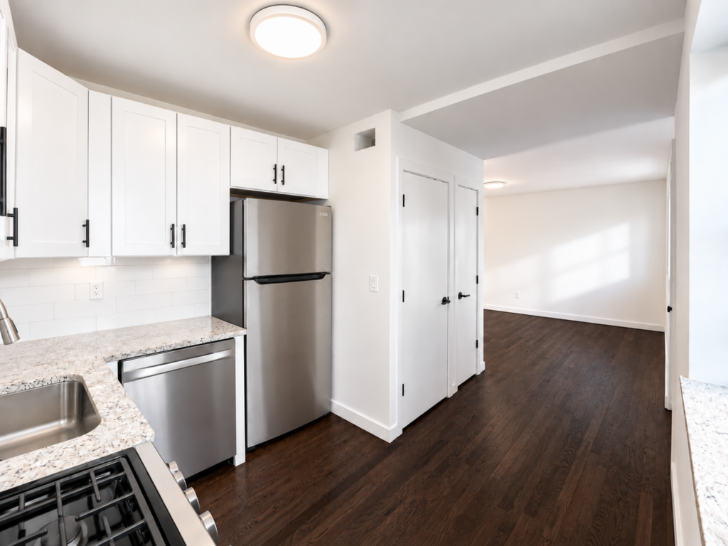 A 3D image of the A floorplan, a 750 squarefoot, 2 bed / 1 bath unit