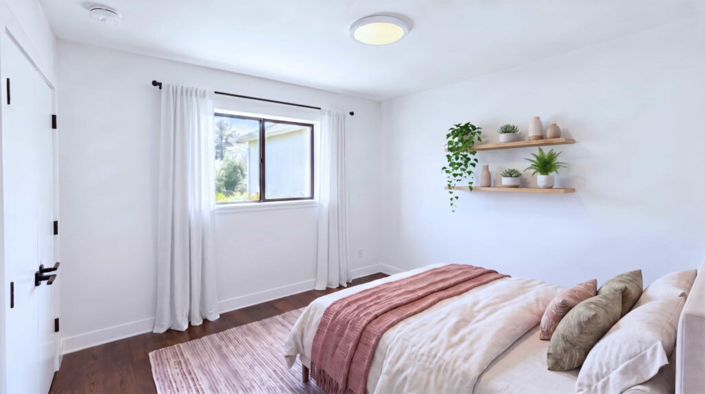 A 3D image of the A floorplan, a 750 squarefoot, 2 bed / 1 bath unit