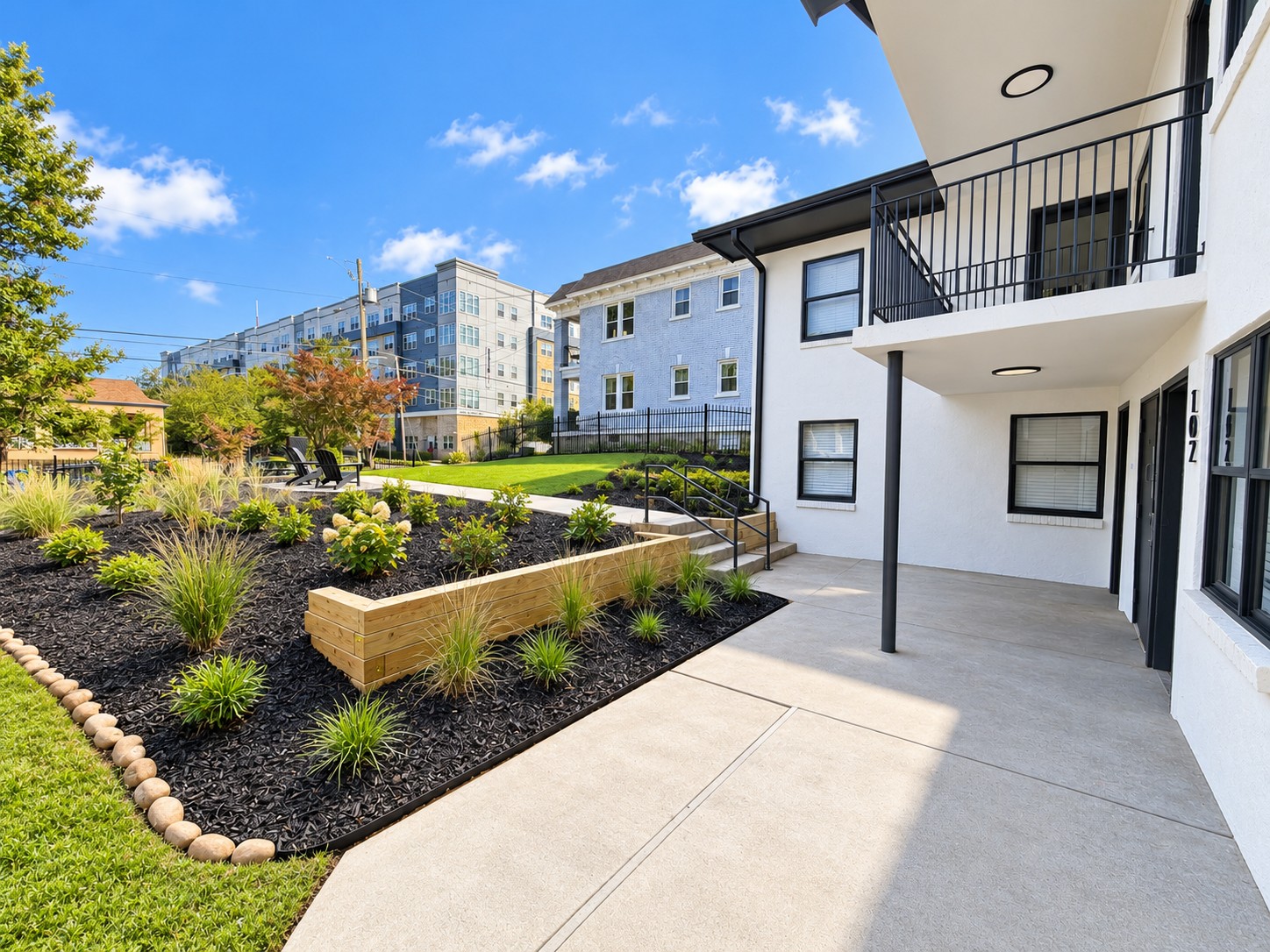 Front patio and landscaping at 504 Parkway Drive