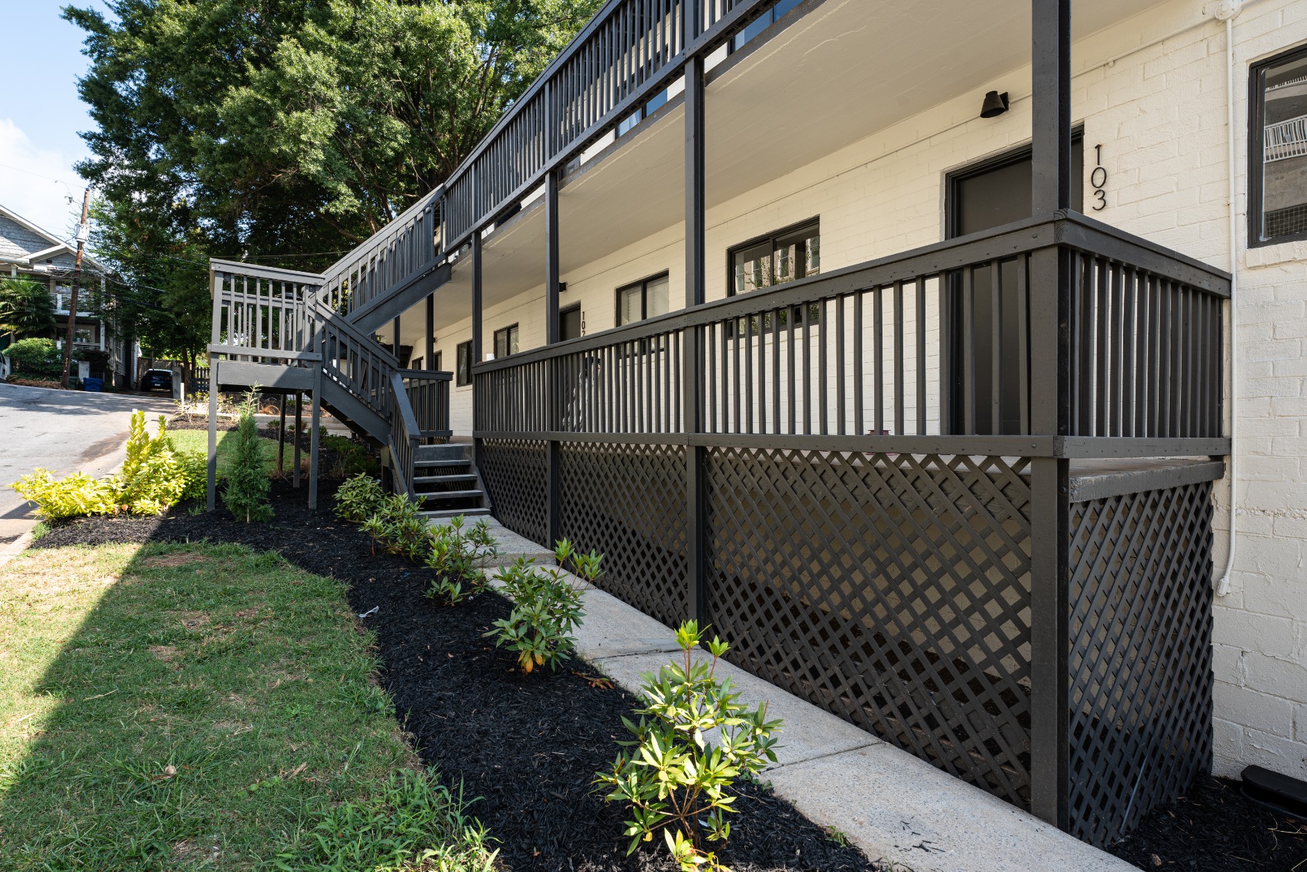 Landscaping and building exterior at 497 Boulevard Place